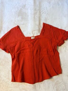 Women's Boho Short Sleeve Top - Casual Lightweight Crinkle Gauze Textured Blouse